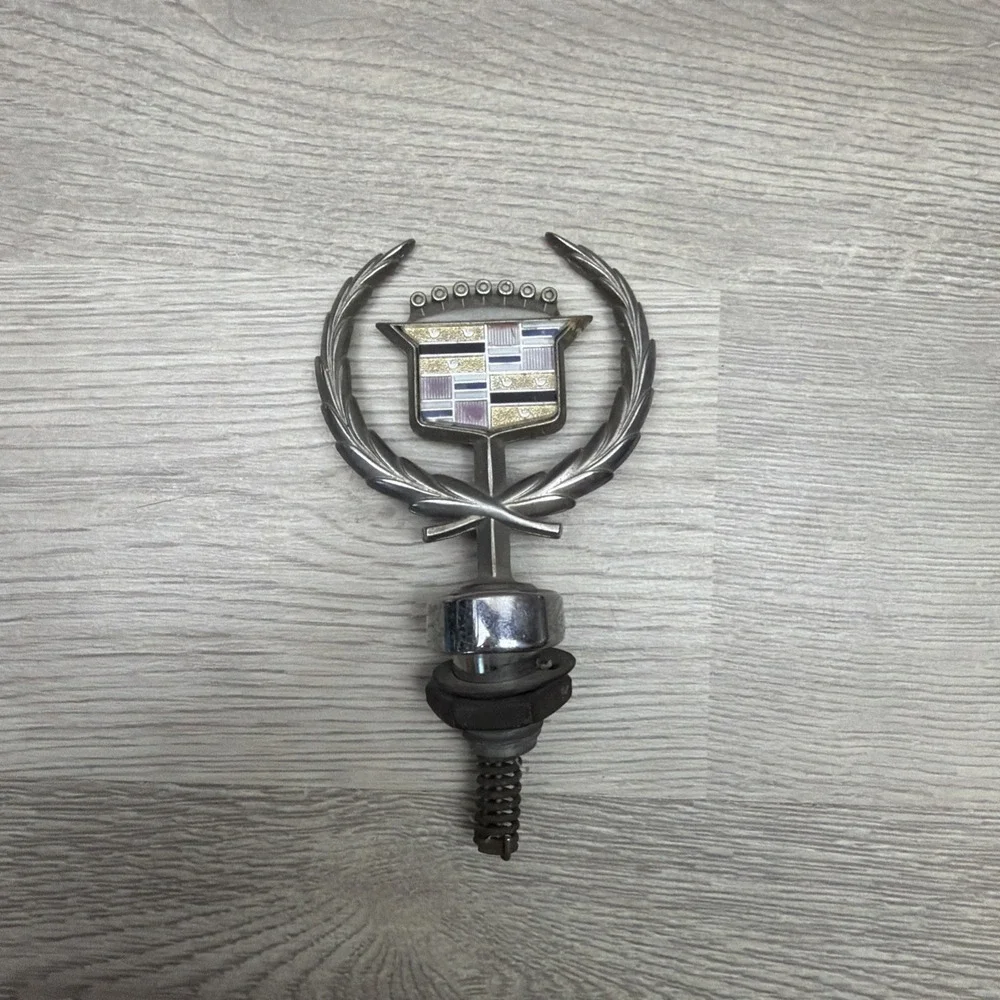 Vintage Cadillac OEM Silver Chrome Automobile Car Hood Ornament Emblem VTG